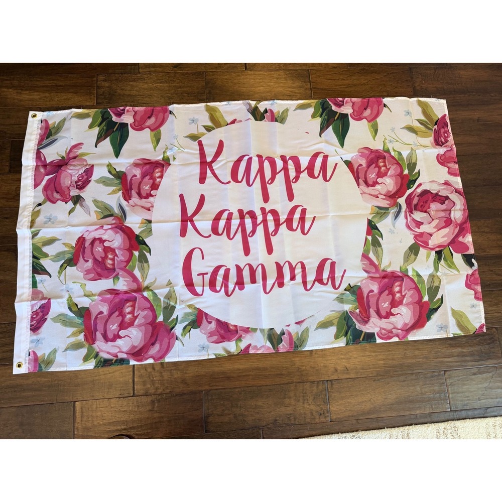 Kappa Kappa Gamma Flag OS Pink Floral Sorority Banner 3x6